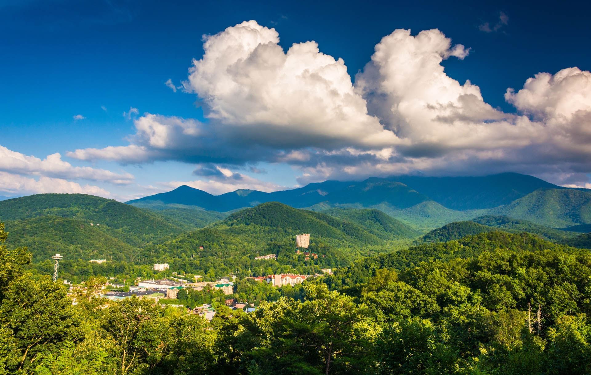 View from the Wander hotel of the Smoky Mountains