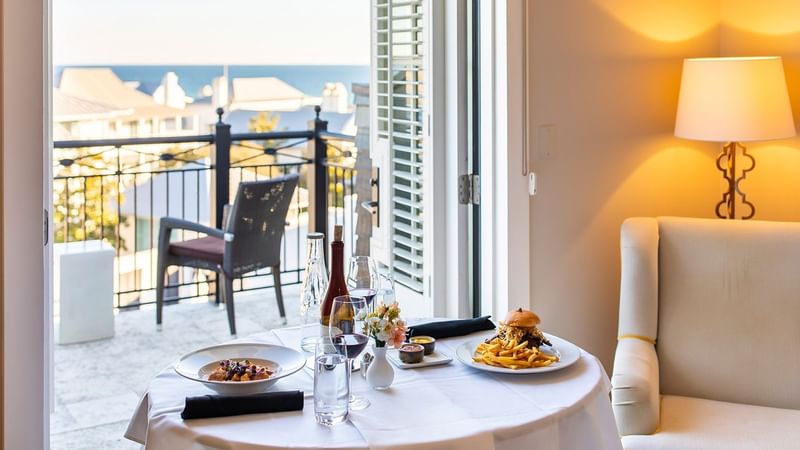 In-room dining setup at The Pearl Hotel