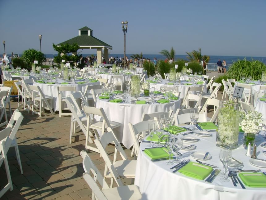Great lawn set with tables and chairs for a wedding