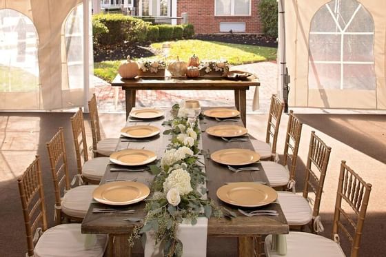 Outdoor Tent arranged for a wedding at Westford Regency