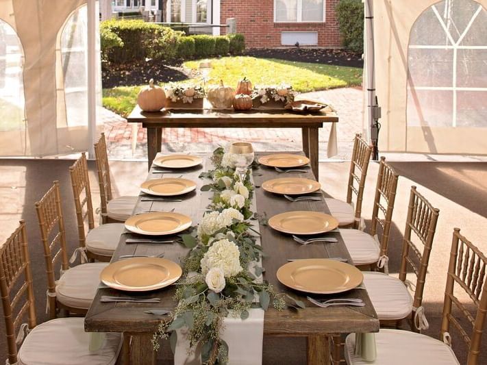 Outdoor Tent arranged for a wedding at Westford Regency