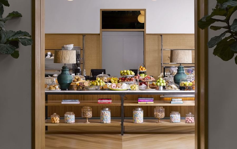 Breakfast room with a variety of snacks on the counter at Diplomat Beach Resort