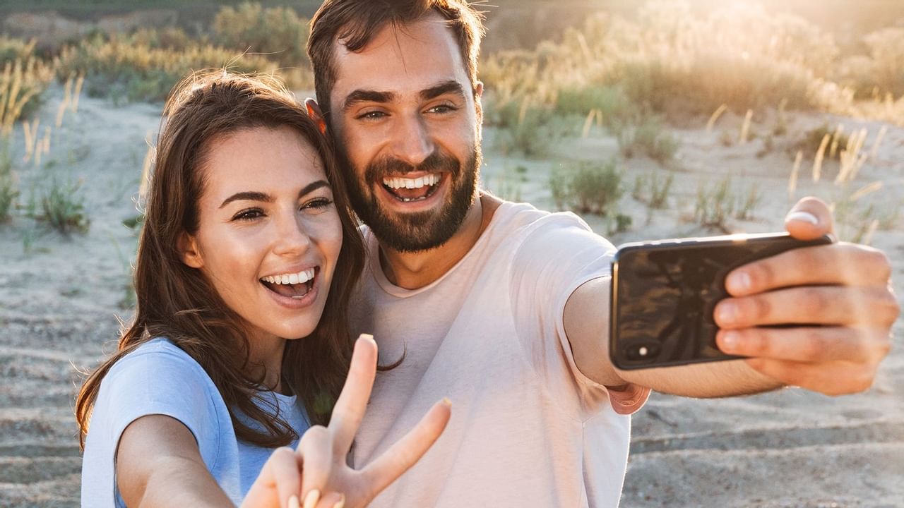 Couple taking a selfie photo