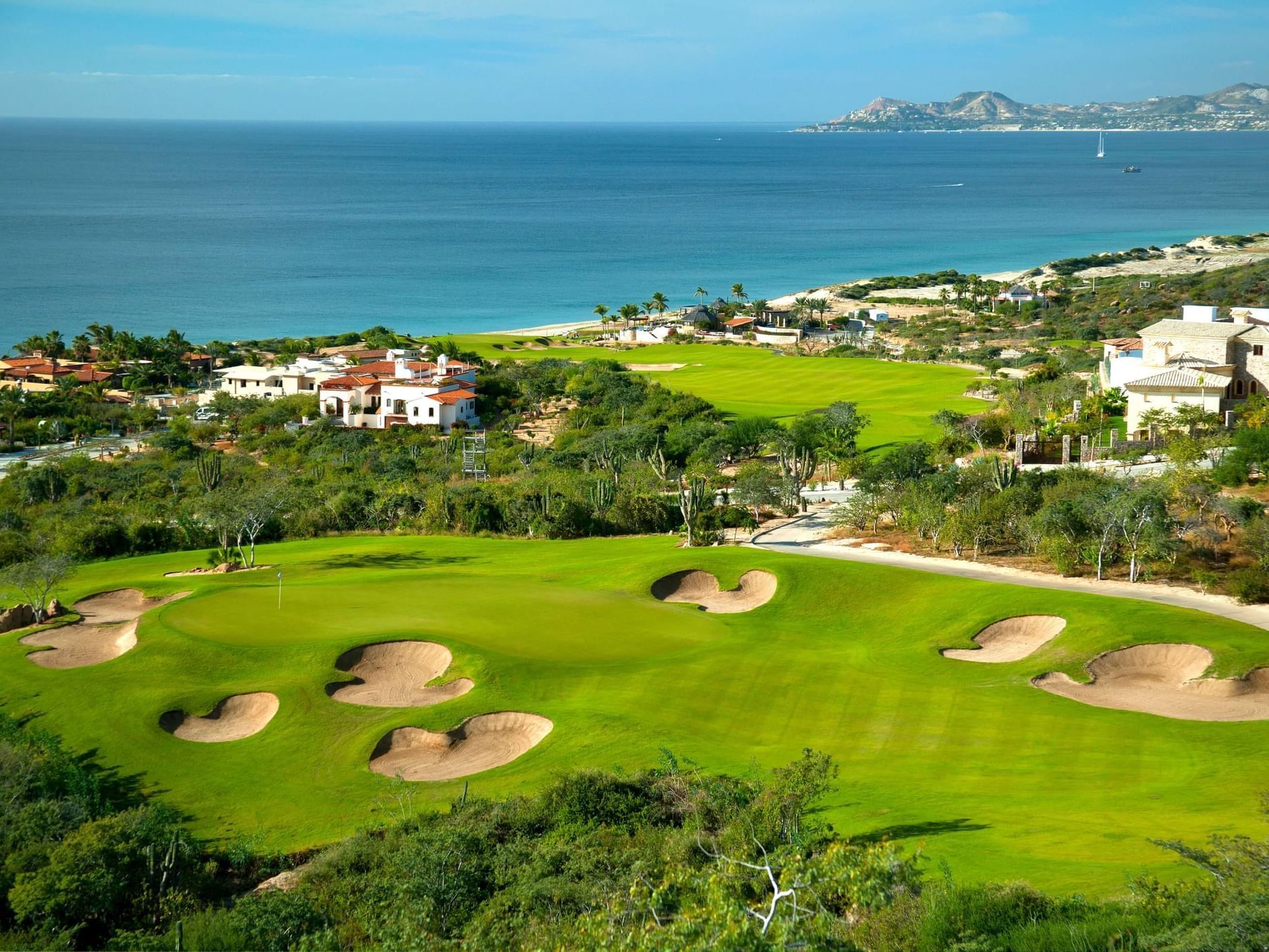 Aerial view of the golf course at Marquis Los Cabos Resort.