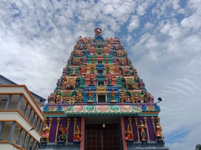 Low-angle view of Arulmigu Karumariamman Temple near Sunway Hotel Seberang Jaya