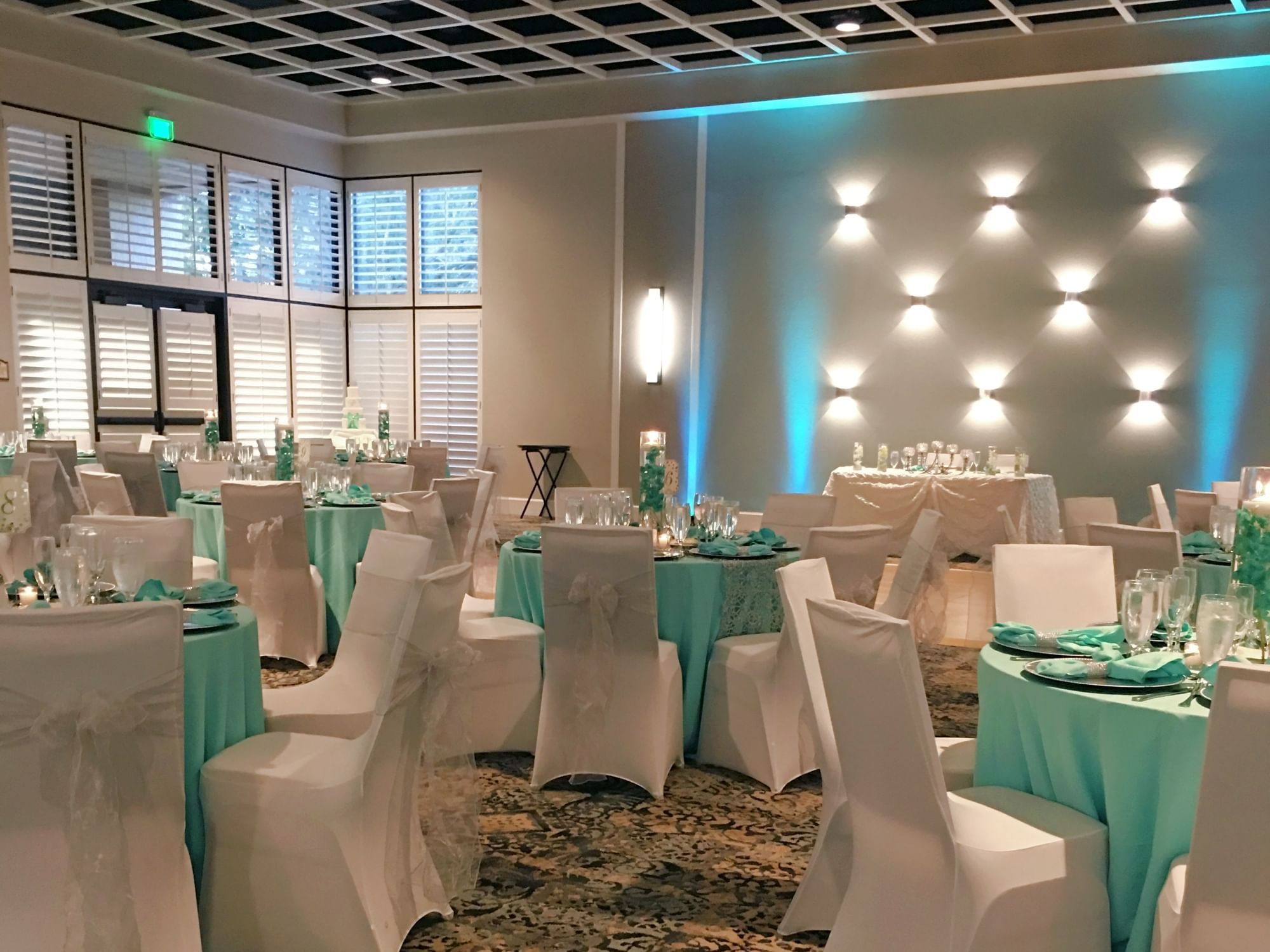 Wedding setup in Serenity Room, half of Bella Vista Ballroom at Rosen Inn Lake Buena Vista.