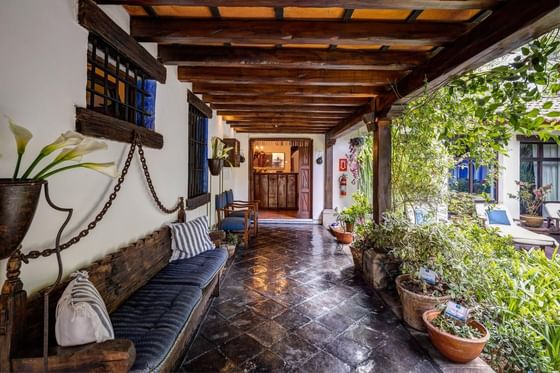 boutique hotel with gardens and corridors in antigua guatemala
