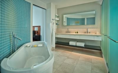 a large tub in a bathroom