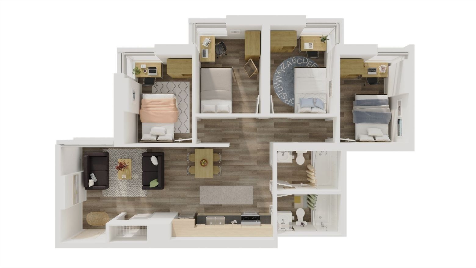 Laurent: 4 Bed 2 Bath Layout E