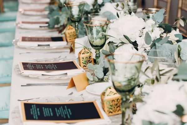 Green colour palette for wedding breakfast