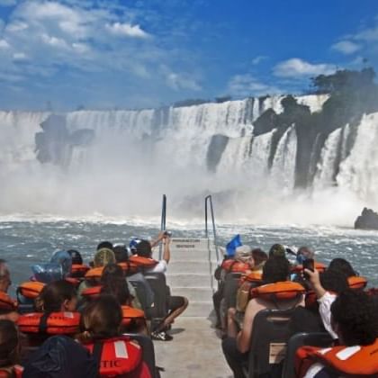 A Group of people on Rafting at Iguazú falls near DOT Hotels
