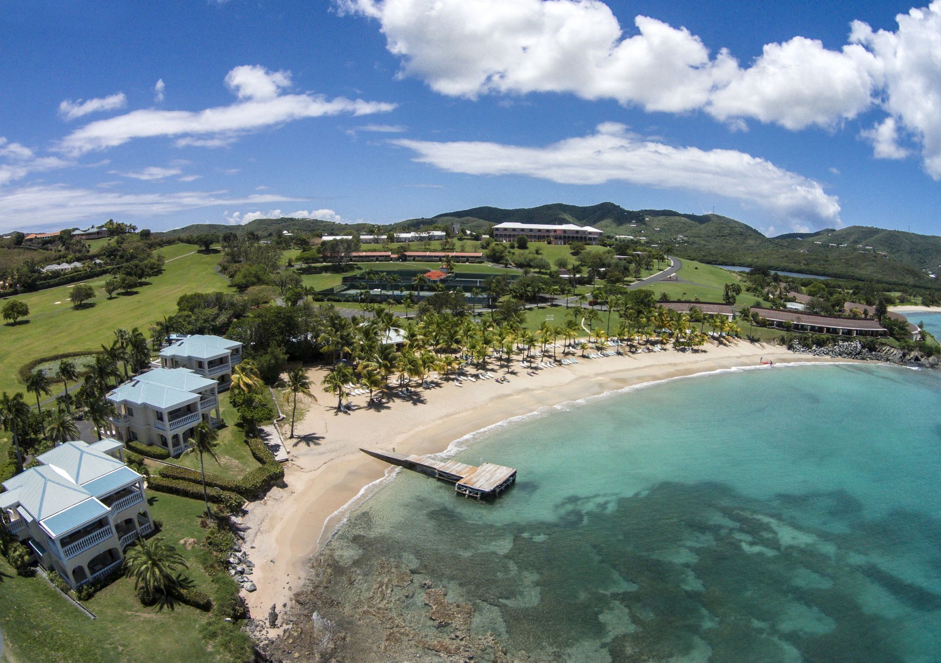 Aerial view of the Hotel & ocean at The Buccaneer Resort St. Croix
