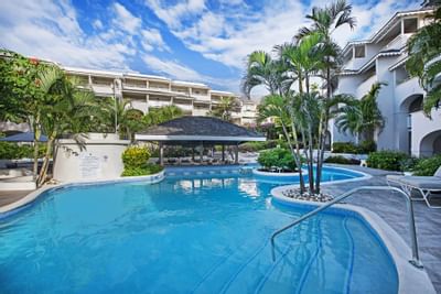 Outdoor pool area by the pool bar at Bougainvillea Resort