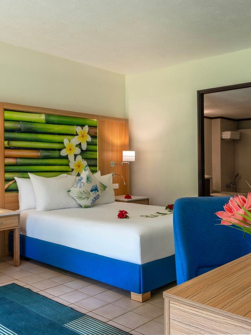 Superior Garden View Room with tropical decor at The Naviti Resort Korolevu.