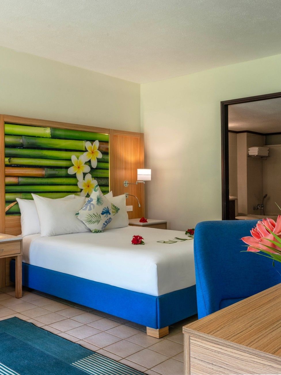 Superior Garden View Room with tropical decor at The Naviti Resort Korolevu.