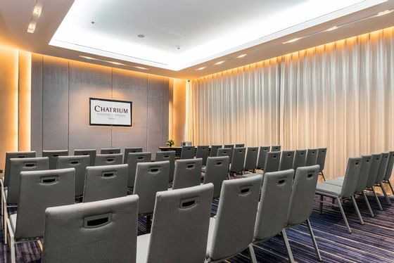 Chairs settings in Summer meeting room at Chatrium Residence