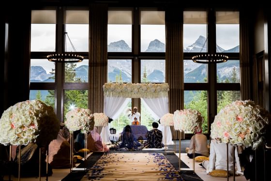 A wedding ceremony arrangement at The Malcolm Hotel