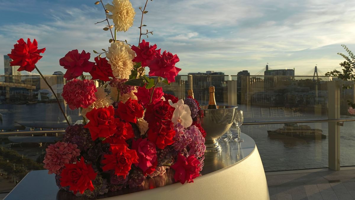 A table decoration with flowers at Crown Towers Sydney