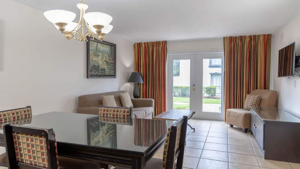 Living area of One-Bedroom Accessible Suite at Lake Buena Vista
