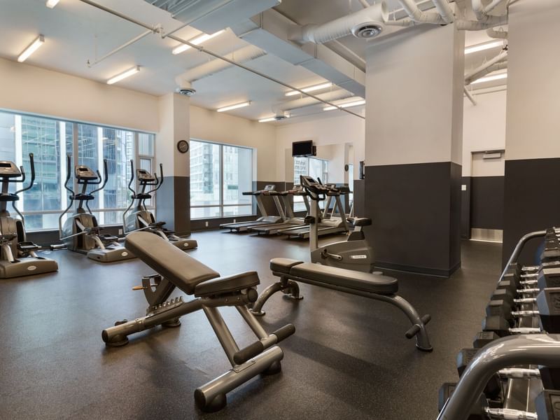 Fitness centre with free weights and ellipticals