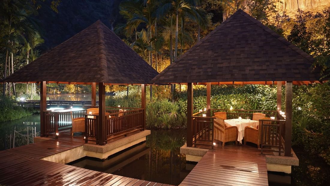 Private dining gazebo in Pomelo restaurant at The Banjaran Hotsprings Retreat Exterior