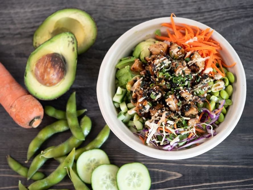 Poke bowl and Avacado served at Ka'anapali Beach Hotel Hawaii