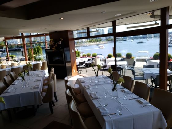 Dockside restaurant day event setup at Granville Island Hotel
