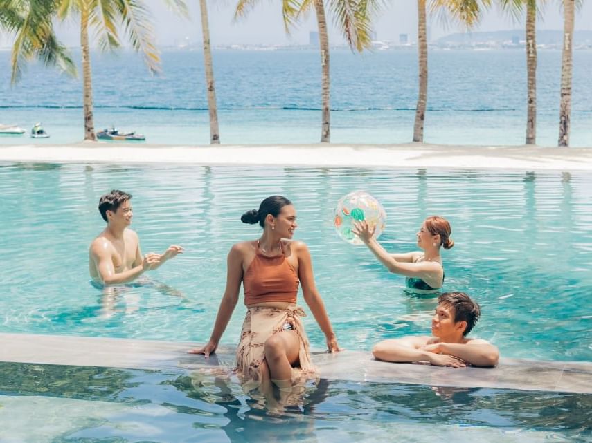 Photo of friends in the pool