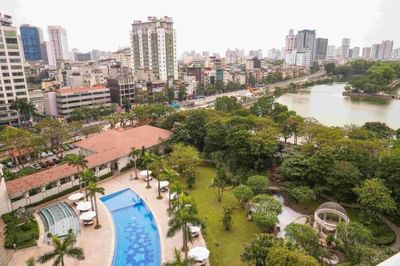 Aerial view of the hotel pool area at Hanoi Daewoo Hotel