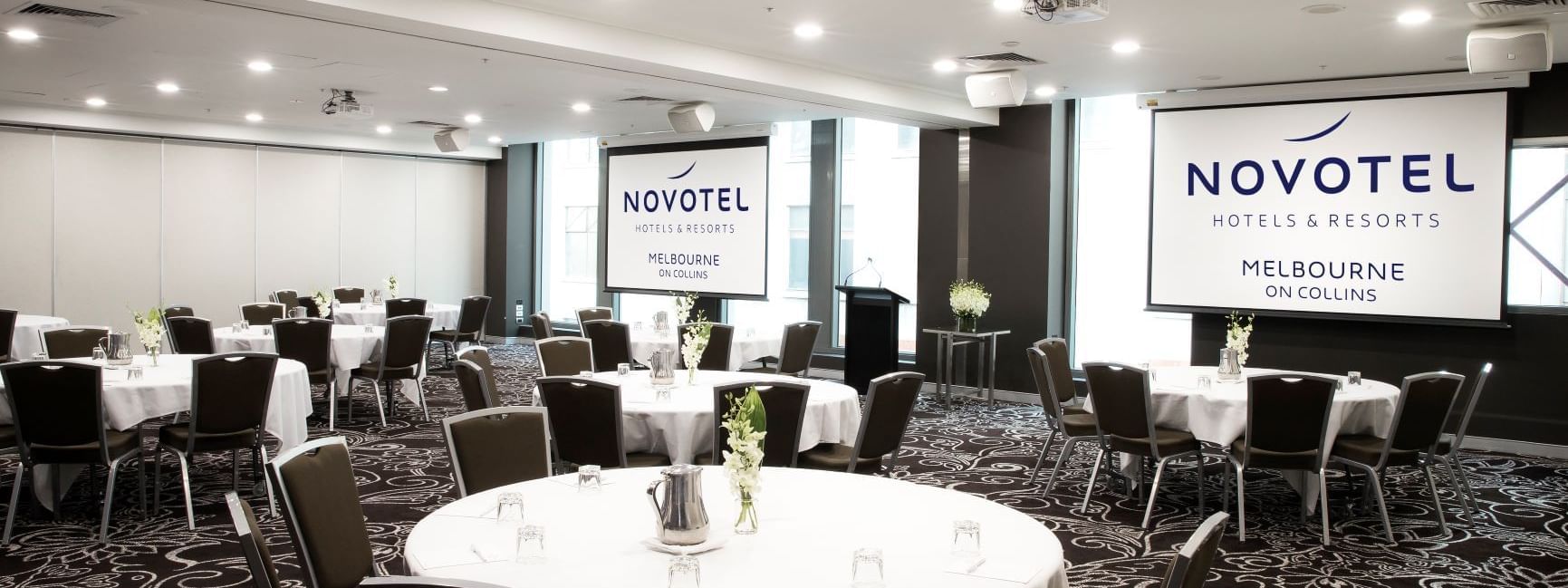 Australian Ballroom with banquet set up at Novotel Melbourne