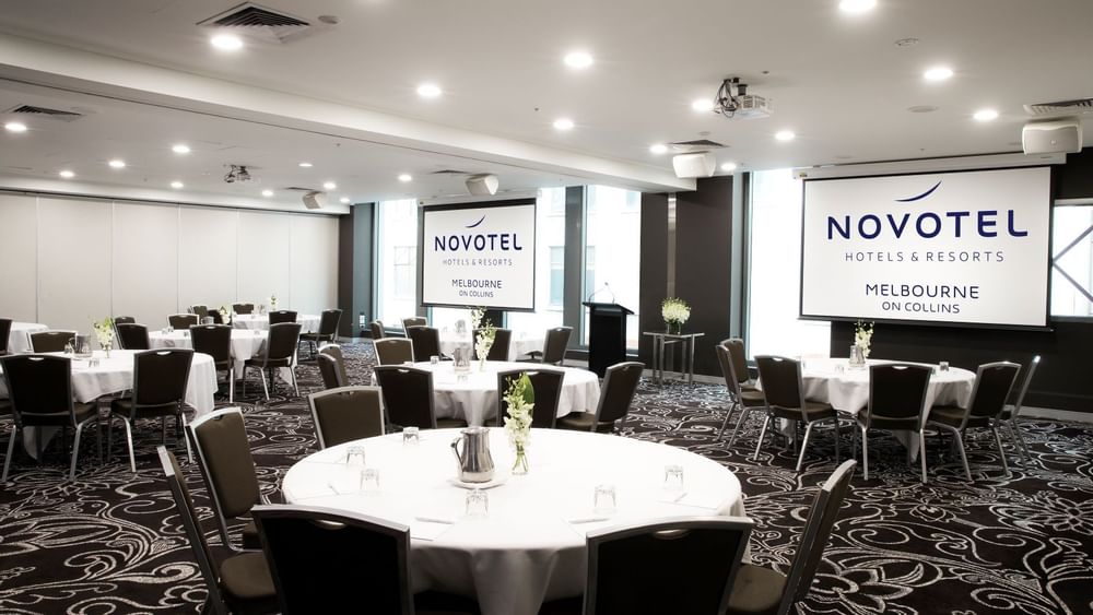 Australian Ballroom with banquet set up at Novotel Melbourne