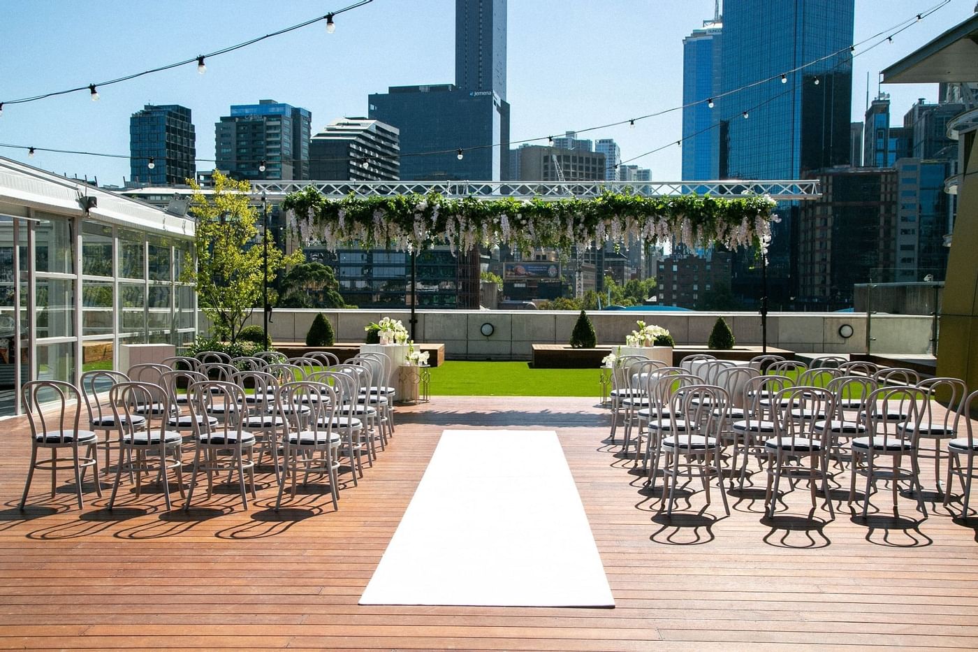 Outdoor wedding in Crown Aviary at Crown Hotel Melbourne