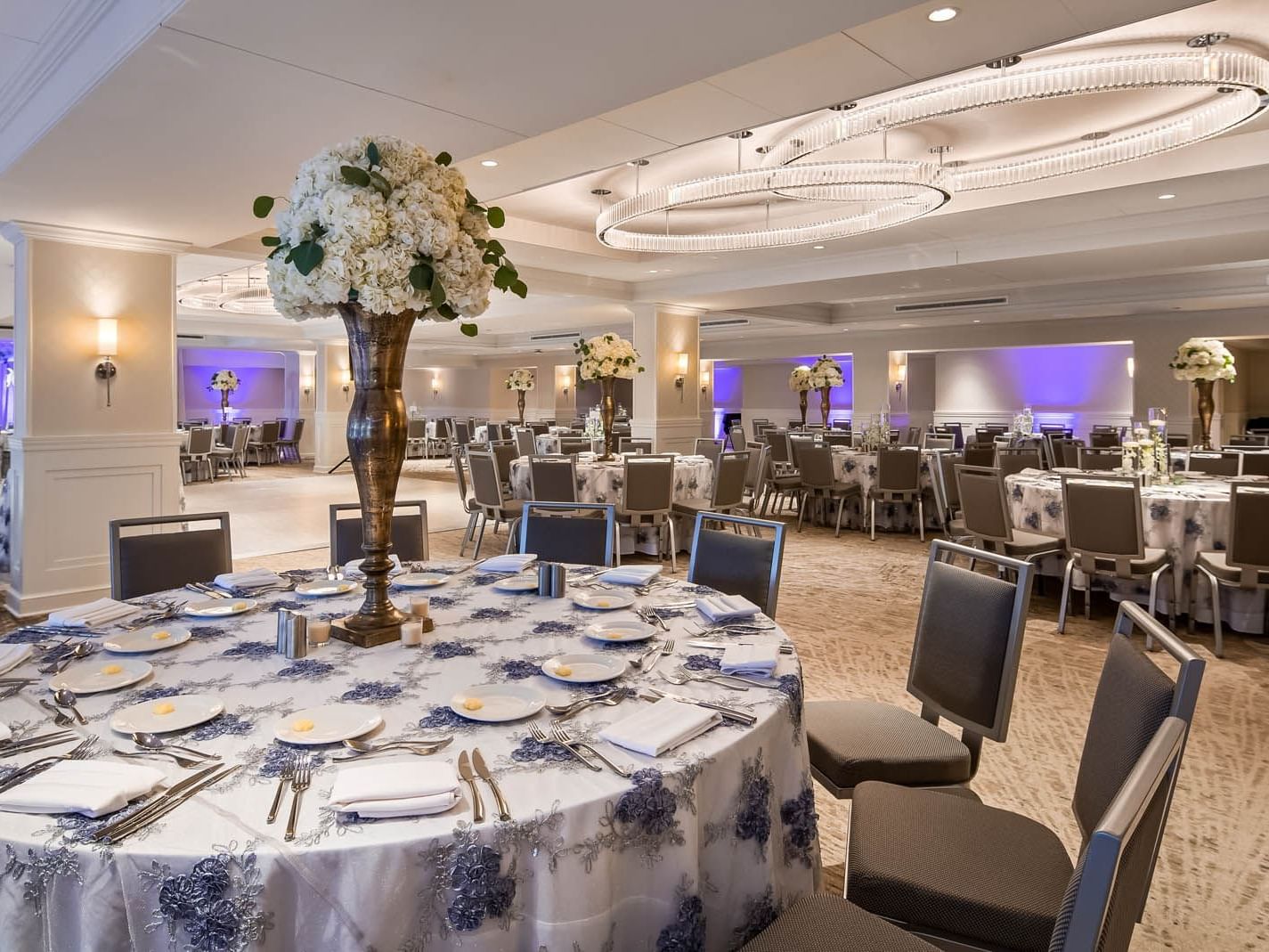 Banquet setup in a ballroom at Kingsley Bloomfield Hills 