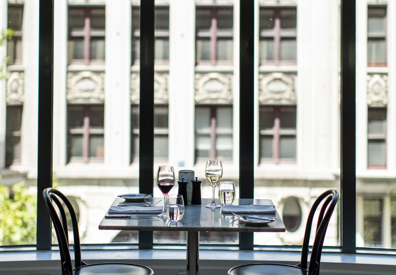 Close up of table in Lane restaurant at Novotel Melbourne