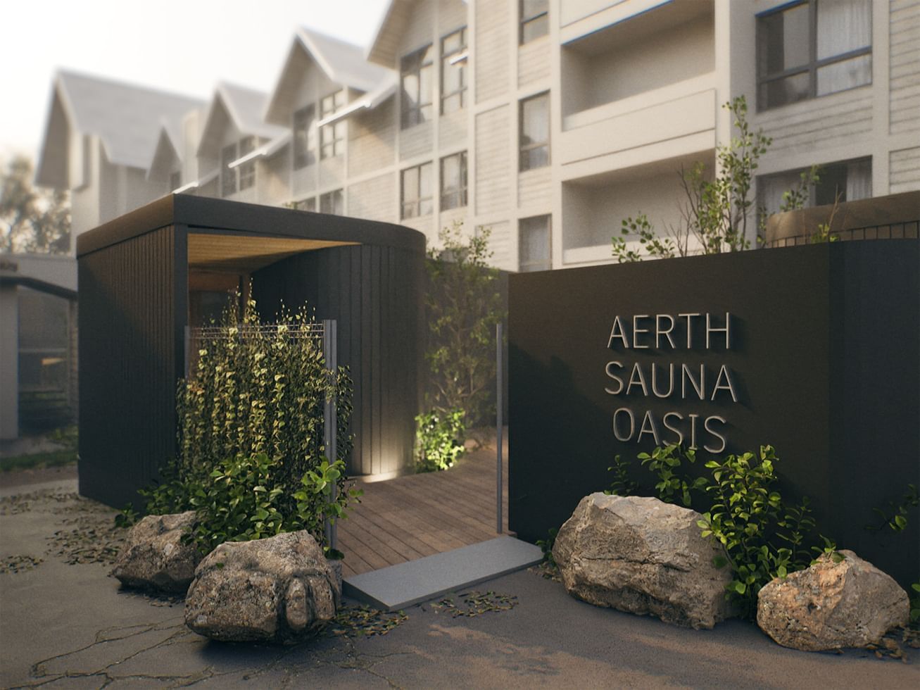 Aerth Saunas entrance at Huntingdon Hotel and Suites