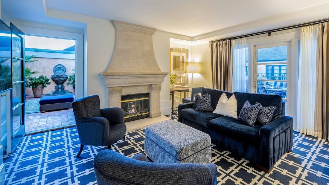 Elegant suite living room at El Prado Hotel, showcasing 