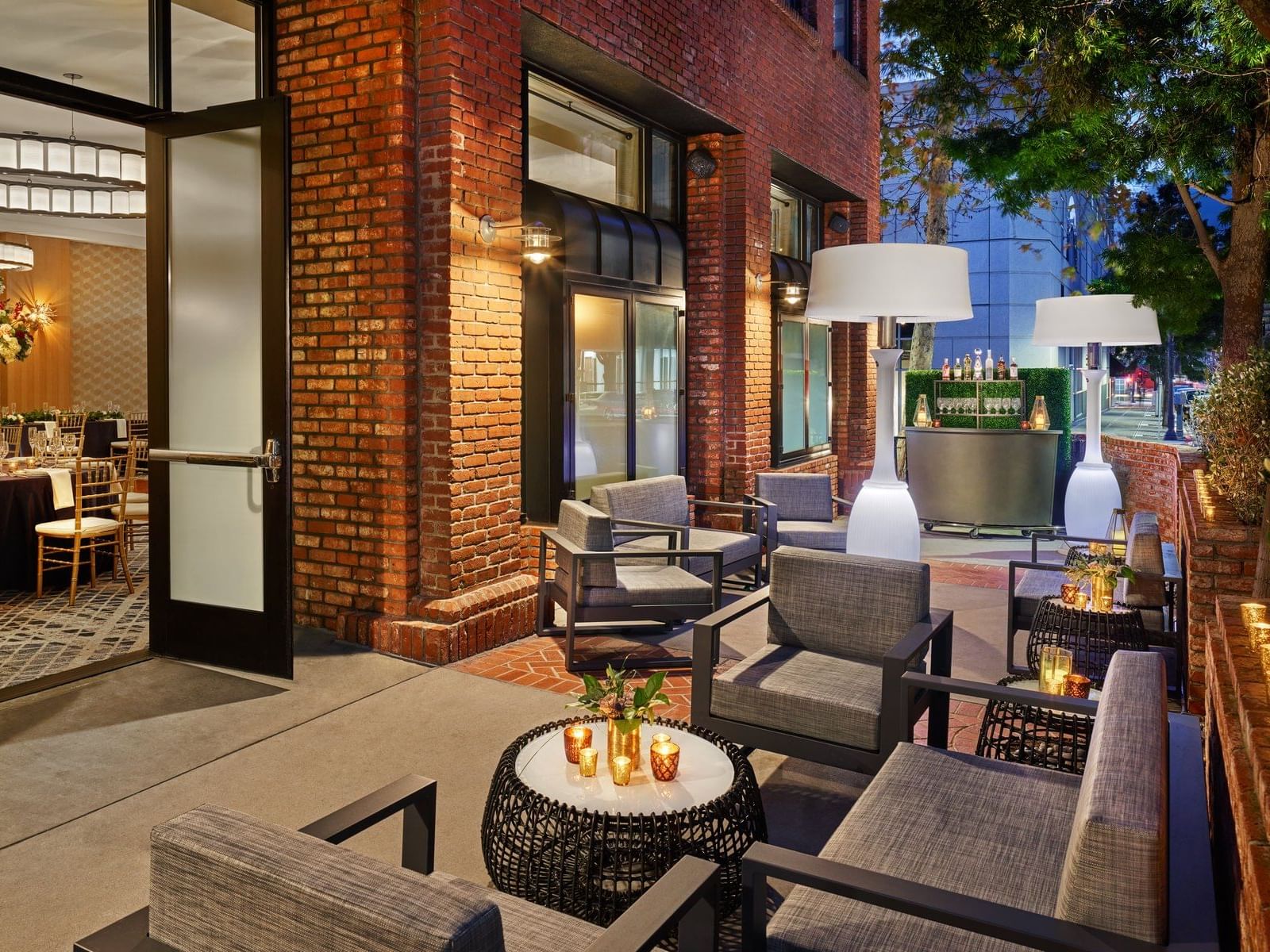 Lounge & meeting space in Topside Terrace Kitchen & Bar at Hotel Republic San Diego