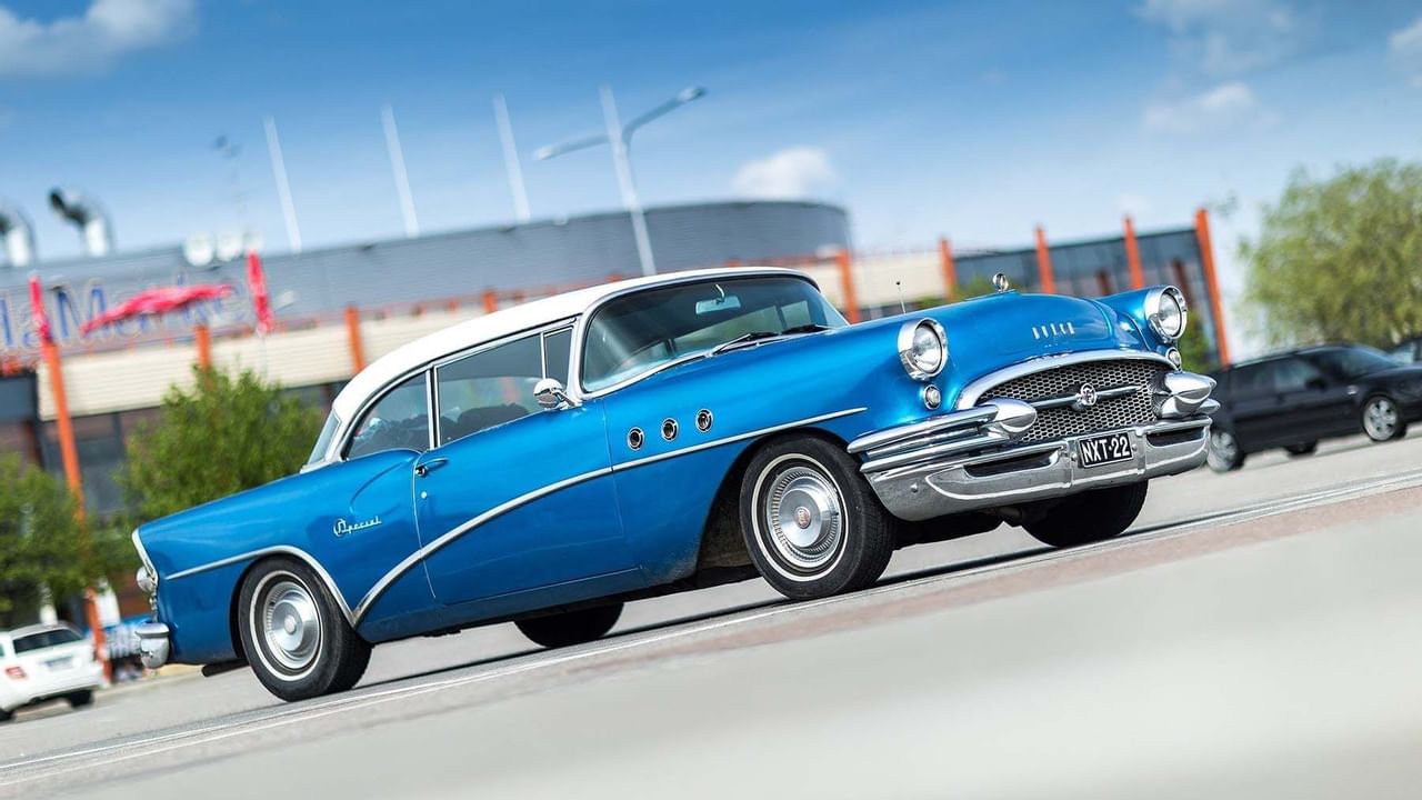 Retro blue car