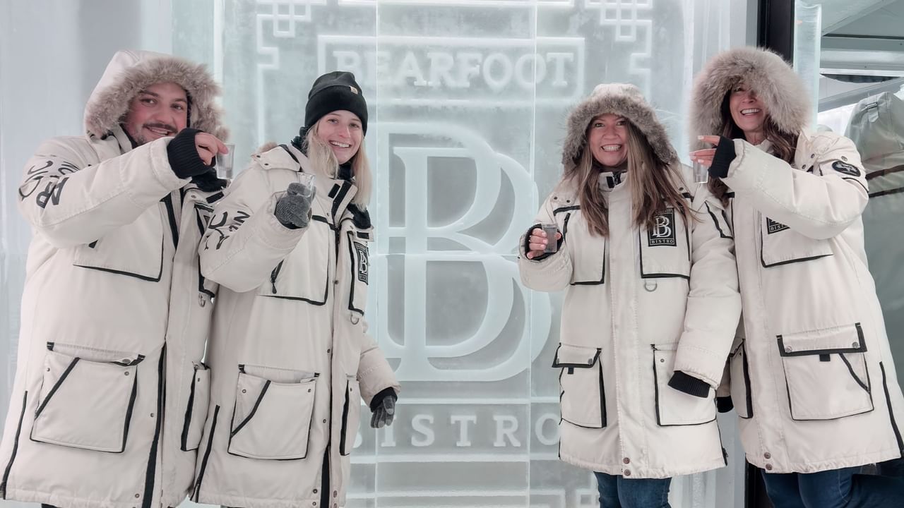 Guests enjoying vodka inside the Grey Goose Ice Room