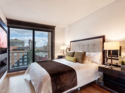 Bedroom arrangement in a Suite at Blue Doors Hotels