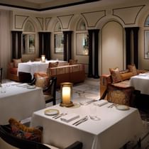 Candle light dining area of Enigma Restaurant, Palazzo Versace