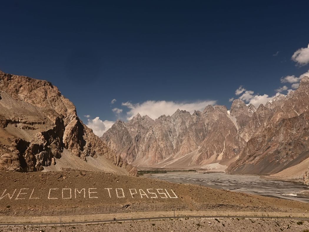 An Aerial view of Sacred Rocks of Hunza near Serena Altit Fort