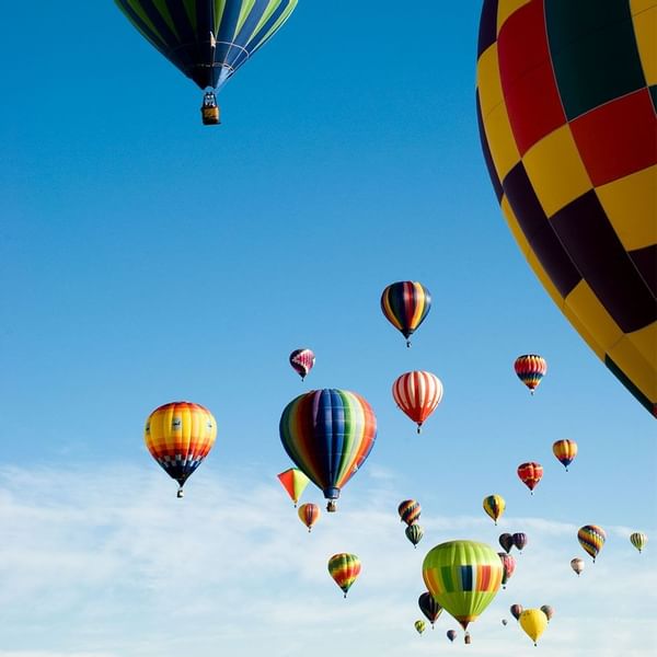 Hot air balloons in the sky near Falkensteiner Hotels