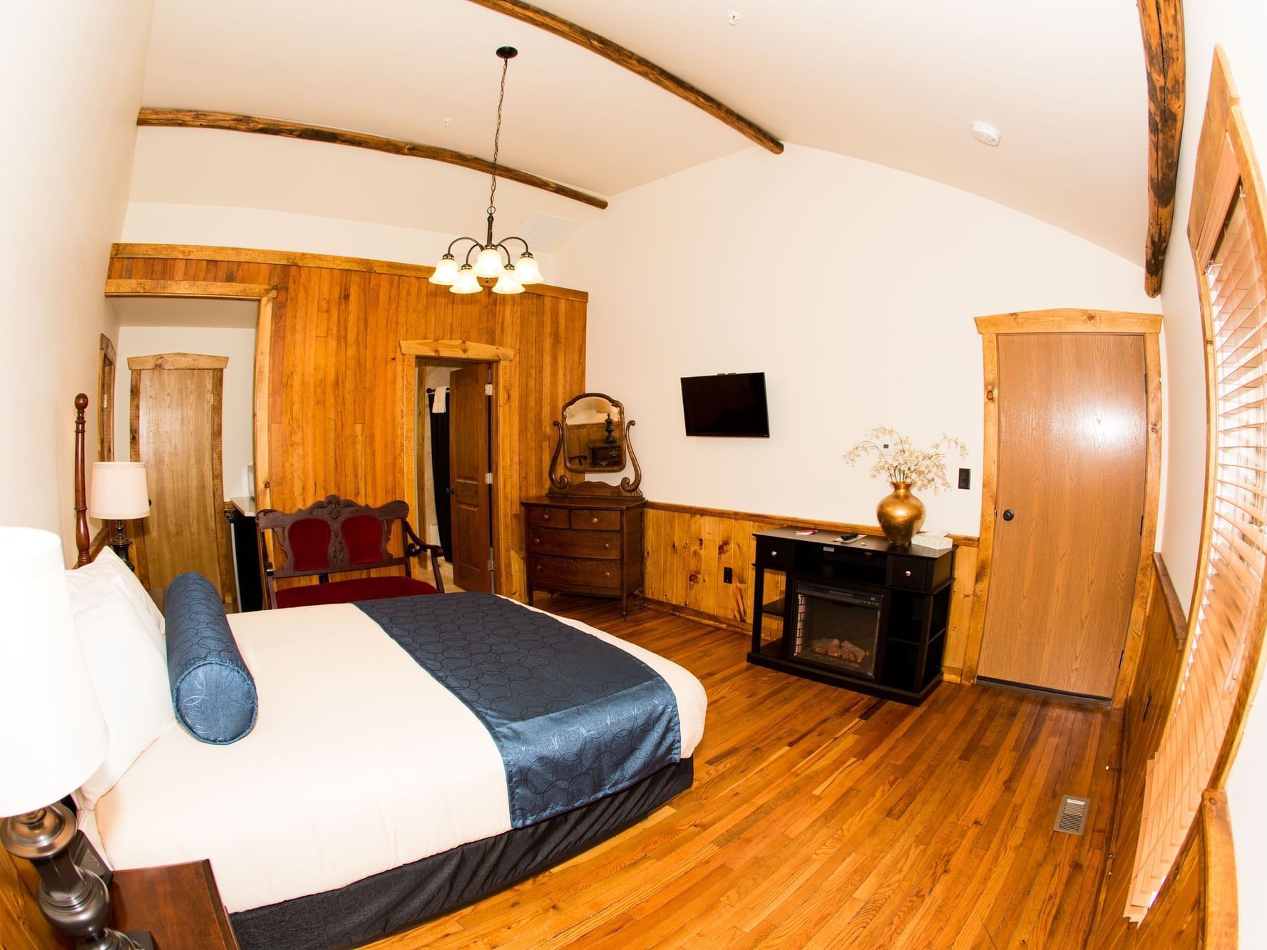 bedroom with wooden décor