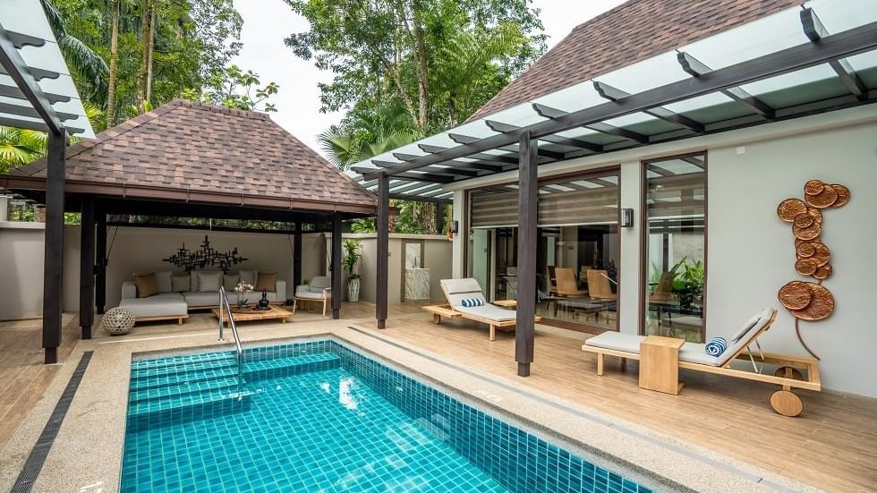 Private pool and outdoor terrace of the Royal Villa at The Banjaran Hotsprings Retreat in Ipoh