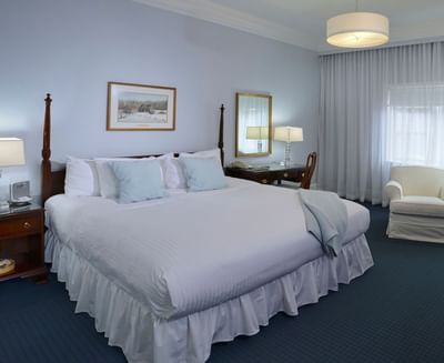 View of Luxury King with king bed at Avon Old Farms Hotel