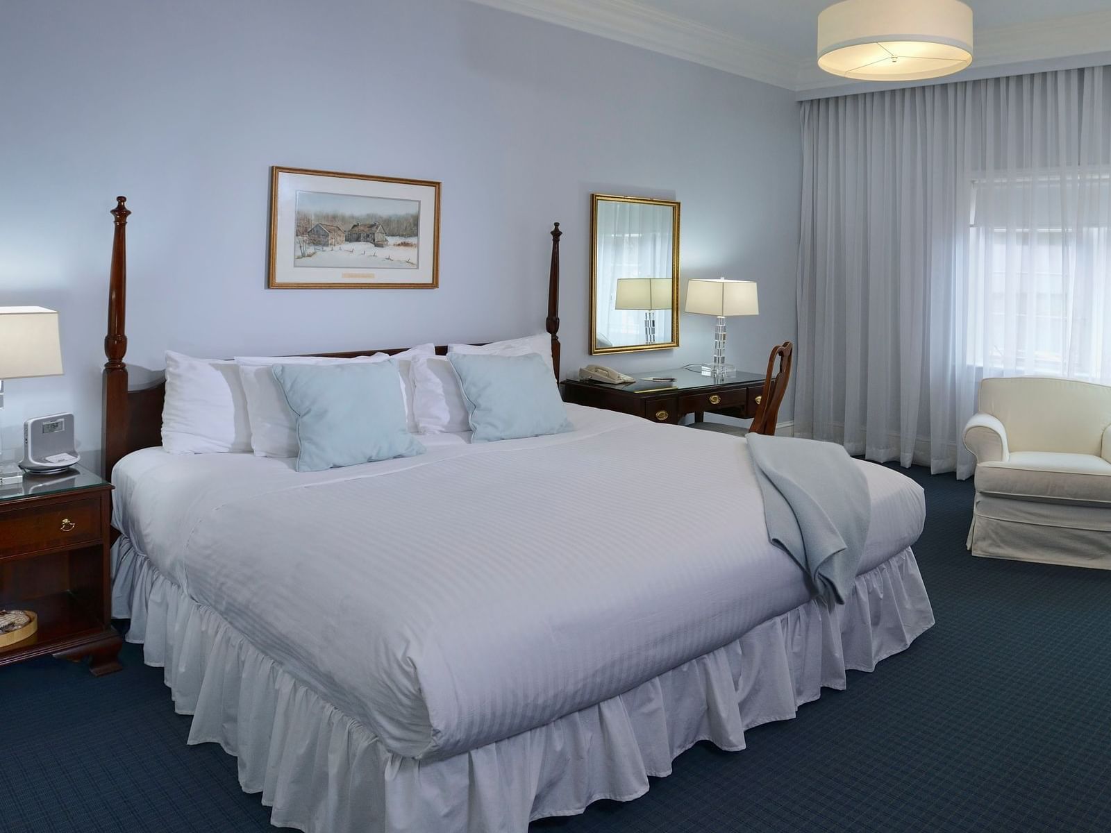 View of Luxury King with king bed at Avon Old Farms Hotel