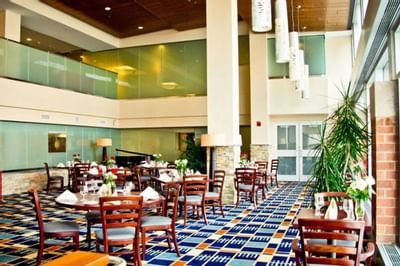 Interior of a restaurant at UMass Lowell Inn