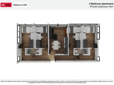 UL Melbourne CBD 4 Bedroom Apartment - Floorplan