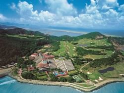 Aerial view of the Grand Coloane Resort near the Ocean